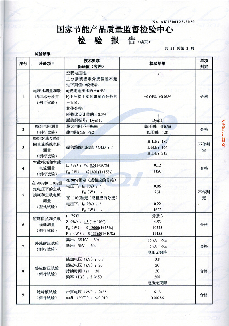 高低压试验报告-S11-1250任城任城任城油浸式变压器-2.jpg